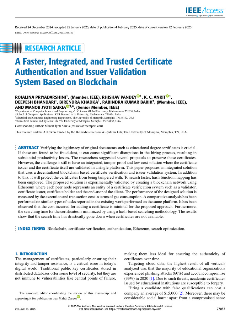 A Faster Integrated and Trusted Certificate Authentication and Issuer ...