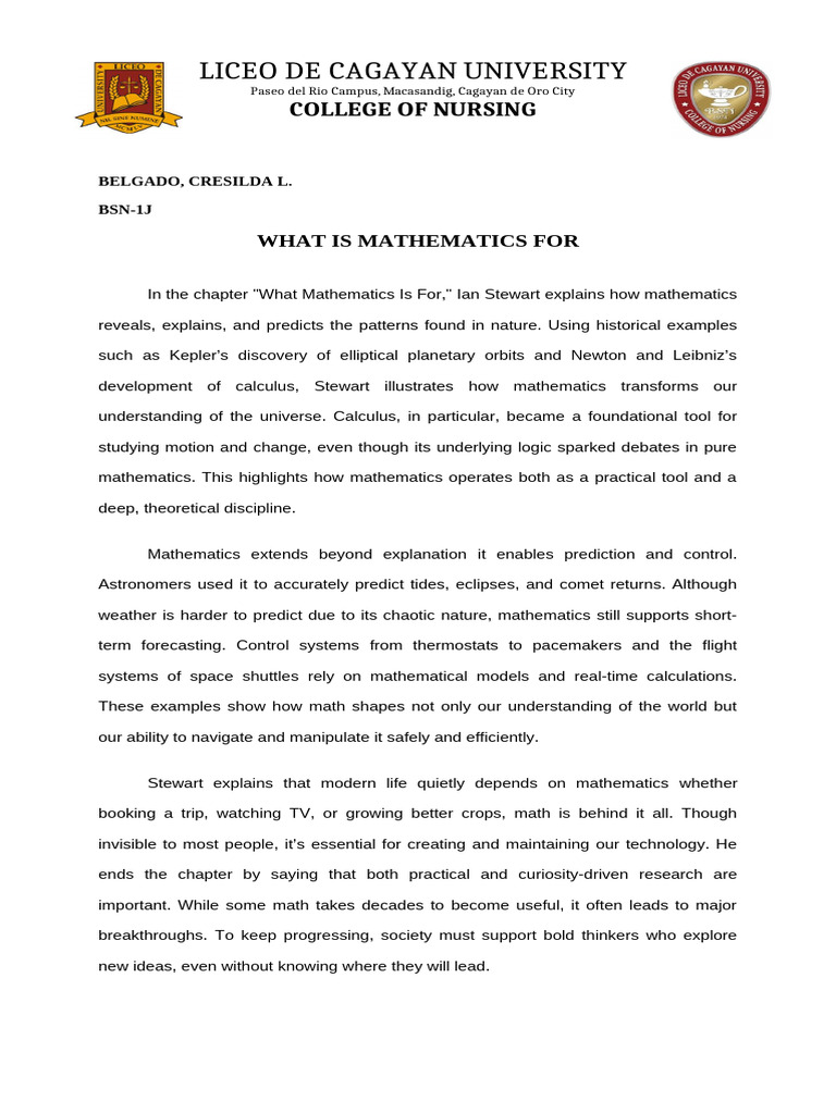 What Is Mathematics For | PDF