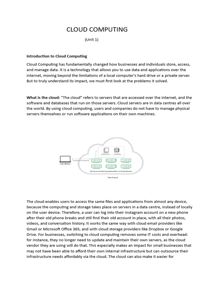 Cloud Computing Unit 1 PDF | PDF | Cloud Computing | Software As A Service