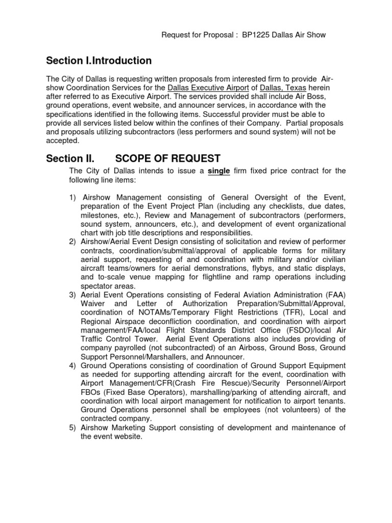 Dallas Air Show Coordination RFP | PDF | Air Show | Air Traffic Control