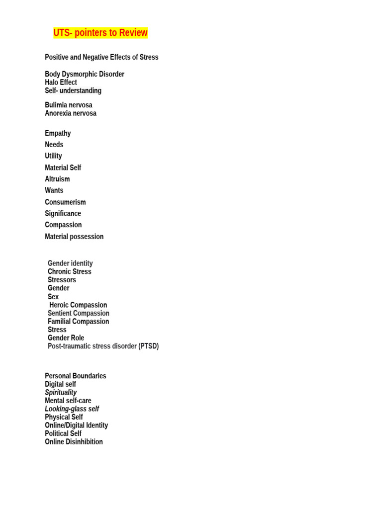 Uts Pointers to Review | PDF