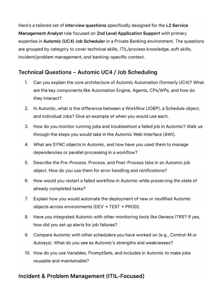 Automic UC4 L2 Interview Questions 1767085323 | PDF