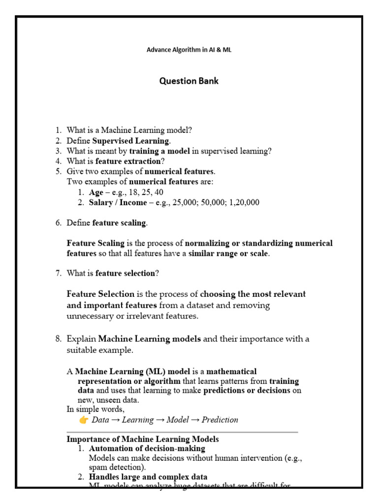 Advance Algorithm in AI&ML Question Bank Answer | PDF | Support Vector ...
