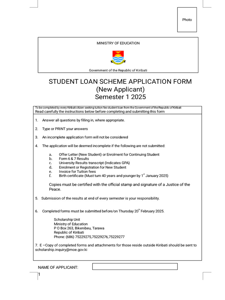 Student Loan Application Form Sem 1 2025 | PDF