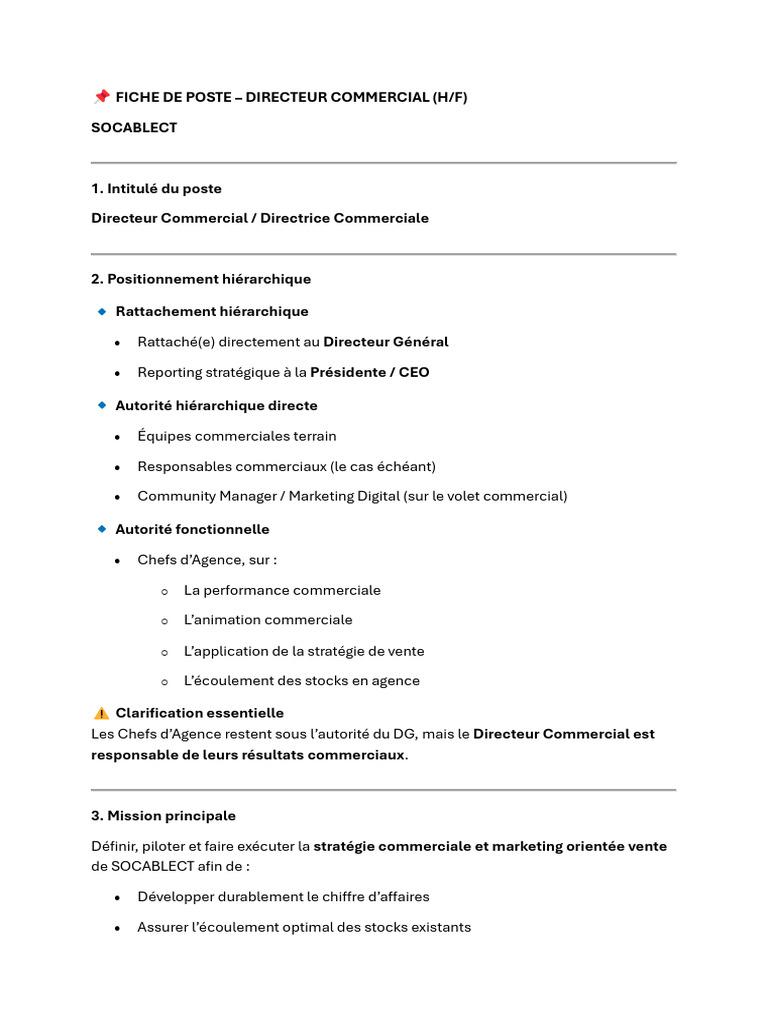 2 Fiche de poste DC | PDF | Commercialisation | Stratégie marketing