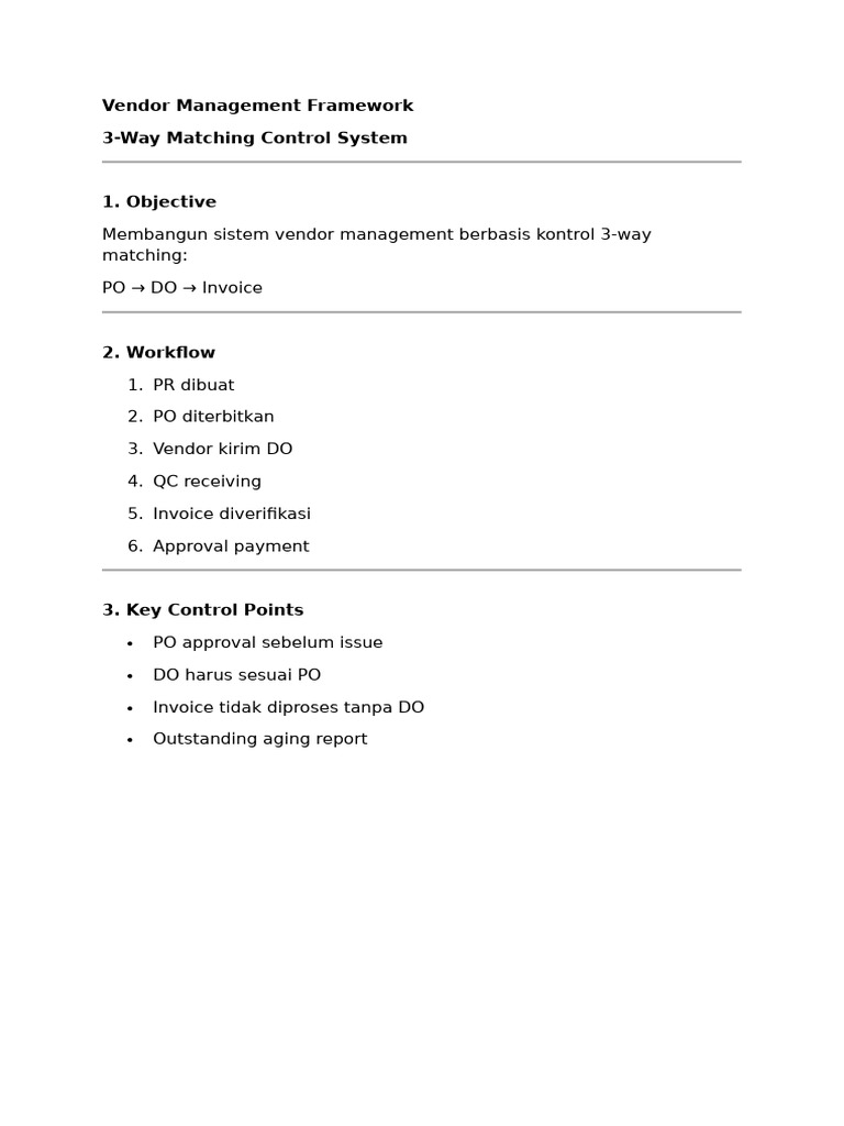 Vendor Management Framework | PDF