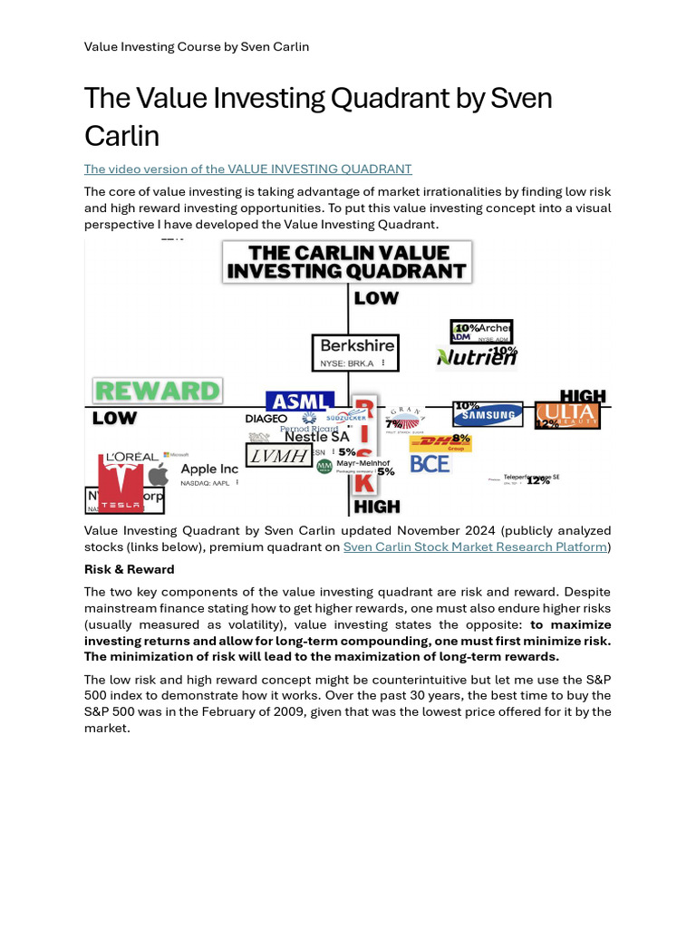 The Value Investing Quadrant by Sven Carlin | PDF | Investing | Value ...