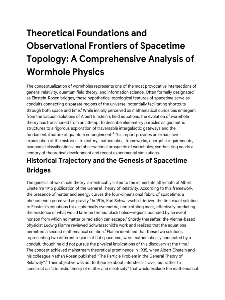 Analysis of Wormhole Physics | PDF | General Relativity | Physical Sciences