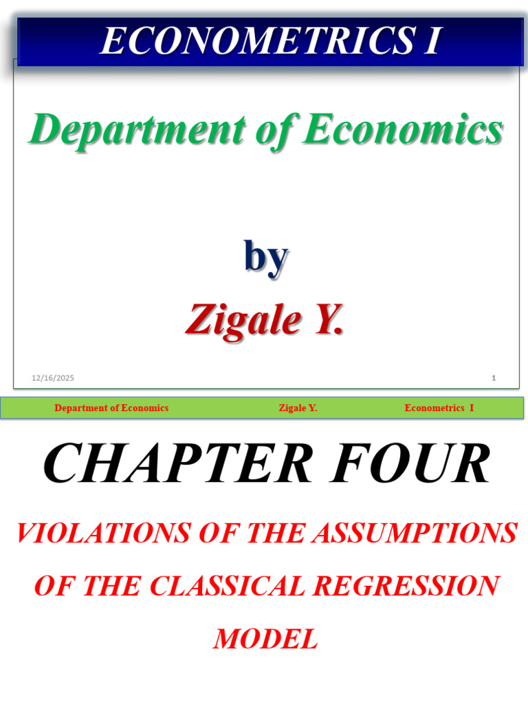 Zigale Chapter 4 Economitrics I | PDF | Multicollinearity | Linear ...