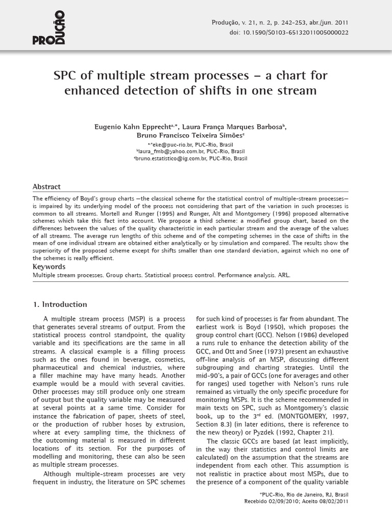 SPC of Multiple Stream Processes a Chart for Enhan | PDF | Errors And ...