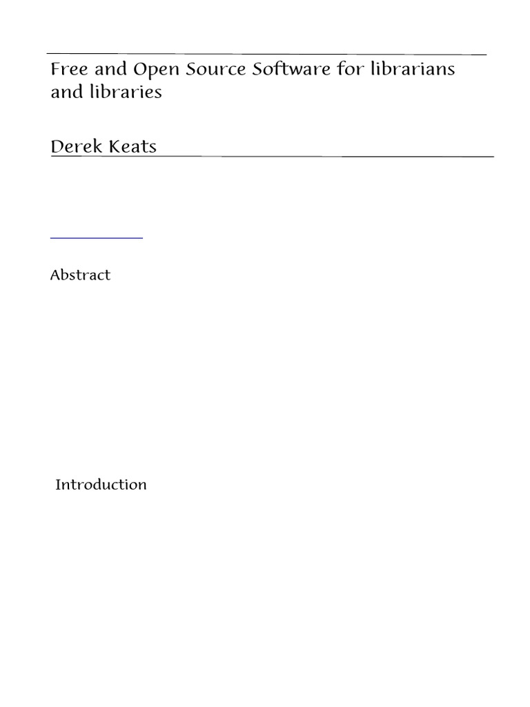 Free and Open Source Software For Librarians and L | PDF | Free ...