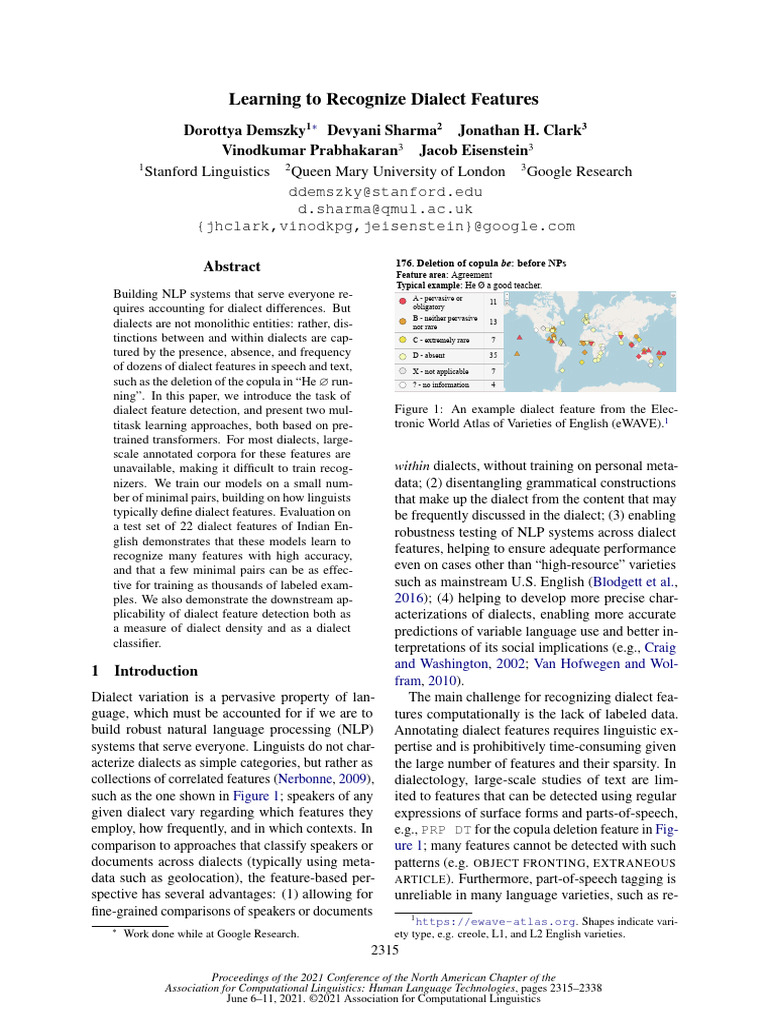 Learning to Recognize Dialect Features | PDF | English Language | Clause