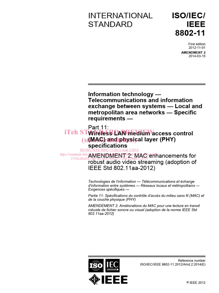 802 11aa | PDF | Ieee 802.11 | International Organization For ...