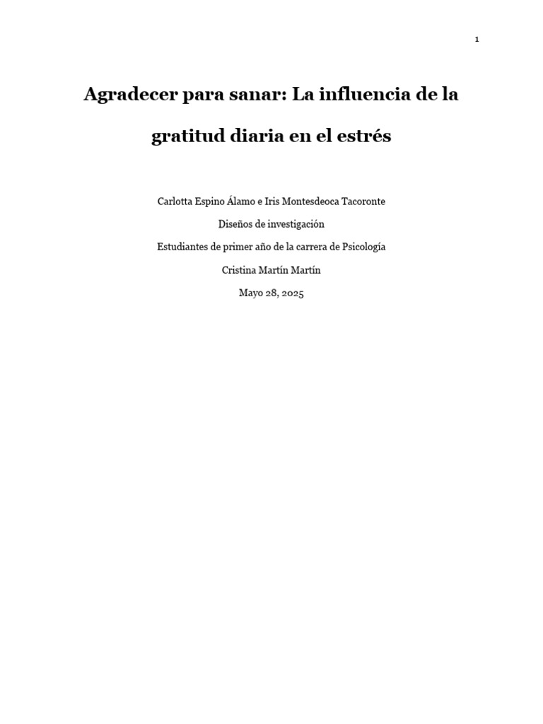Agradecer para Sanar - La Influencia de La Gratitud Diaria en El Estrés ...