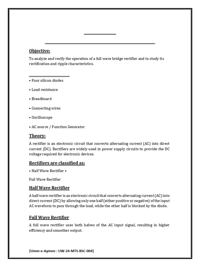 Full Wave Edc | PDF | Rectifier | Diode