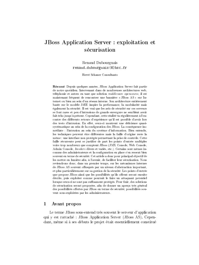SSTIC2010-Article-JBOSS As Exploitation Et Securisation-Dubourguais ...