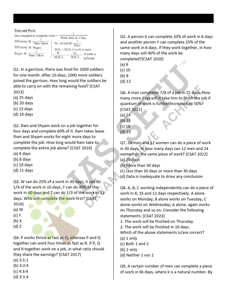 Quantitative Aptitude 3 Hour Marathon Class | PDF | Speed
