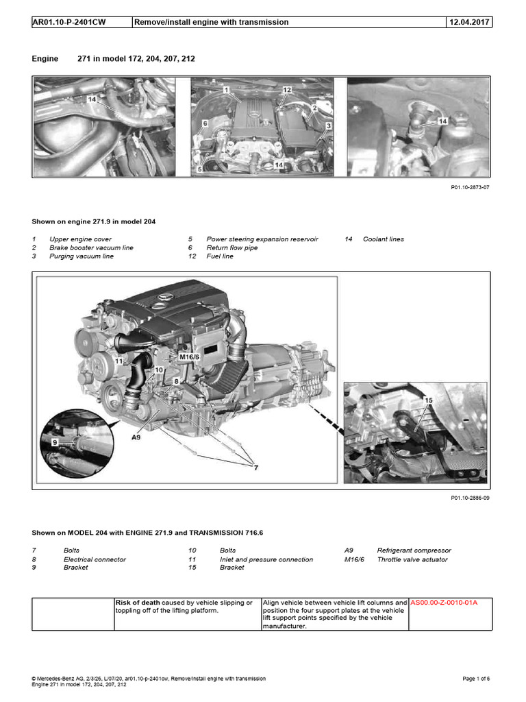 Remove Install Engine With Transmission | PDF | Personal Protective ...