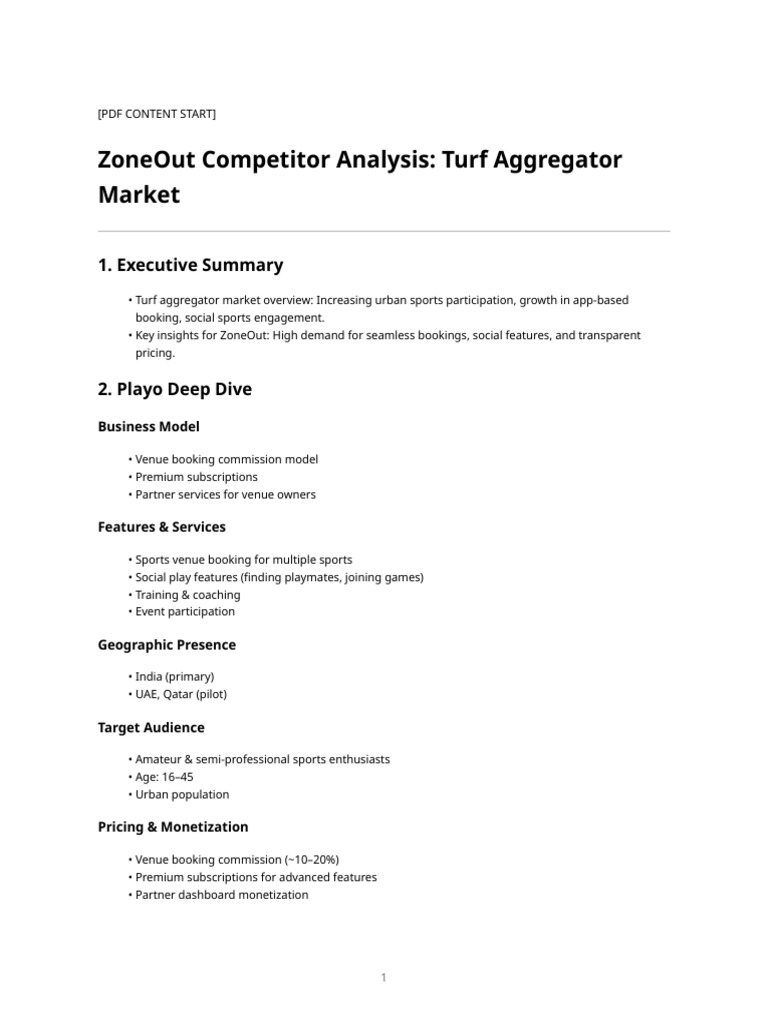 Zoneout Playo Competitor Analysis | PDF | Mobile App