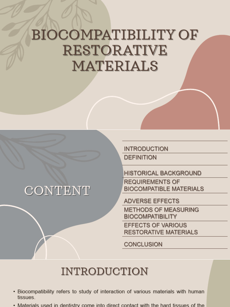 Biocompatibility of Restorative Materials | PDF | Allergy | Dental ...