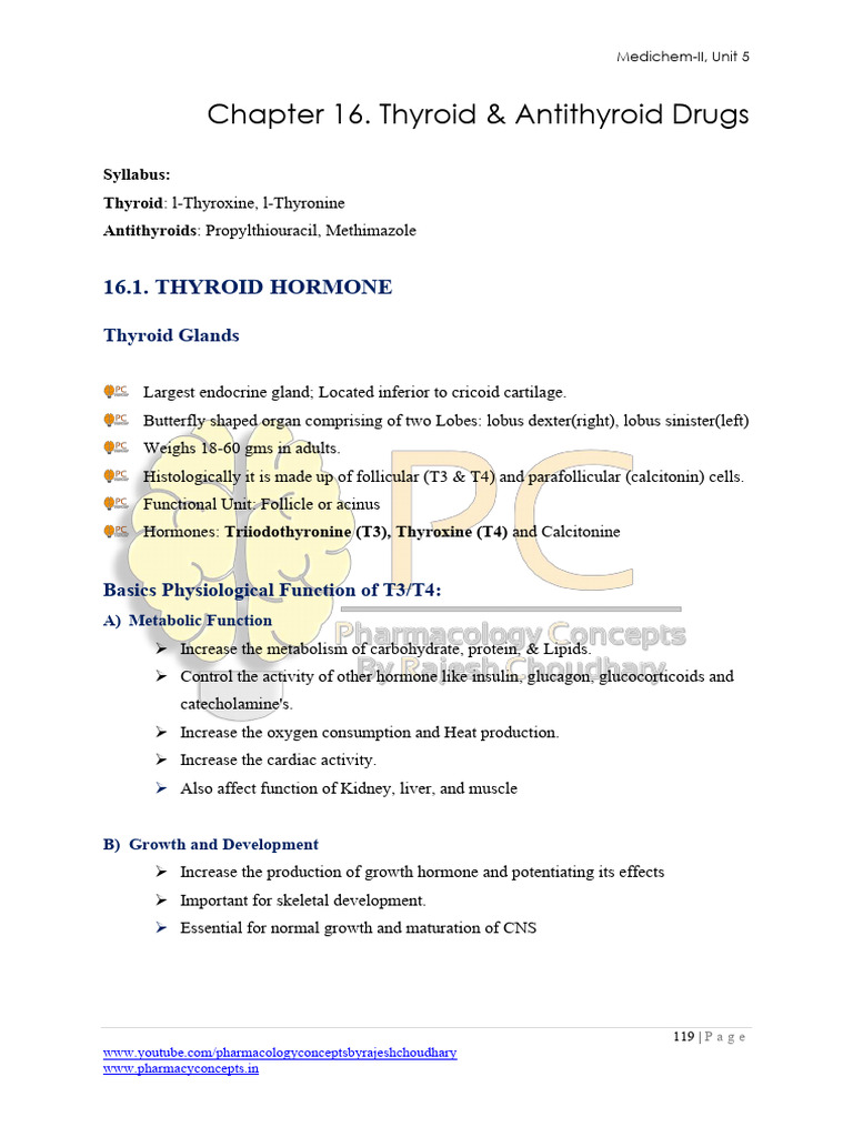 Medicinal Chemistry III - Unit 5 | PDF | Thyroid | Corticosteroid