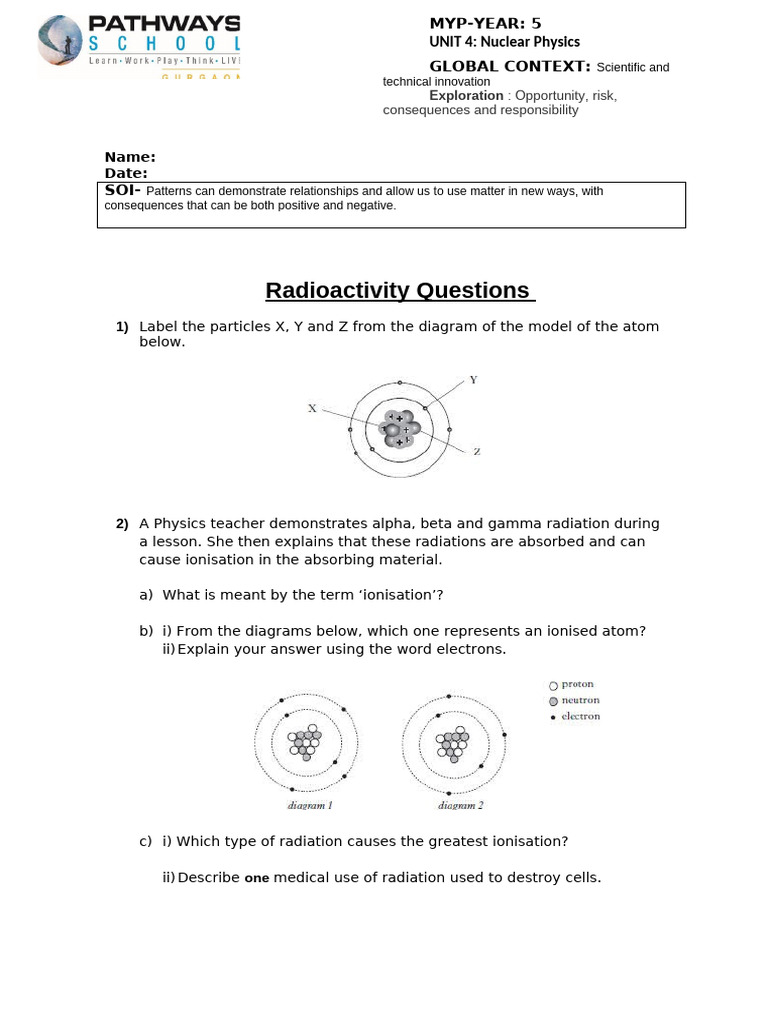 Radioactivity Questions | PDF | Radioactive Decay | Radiation