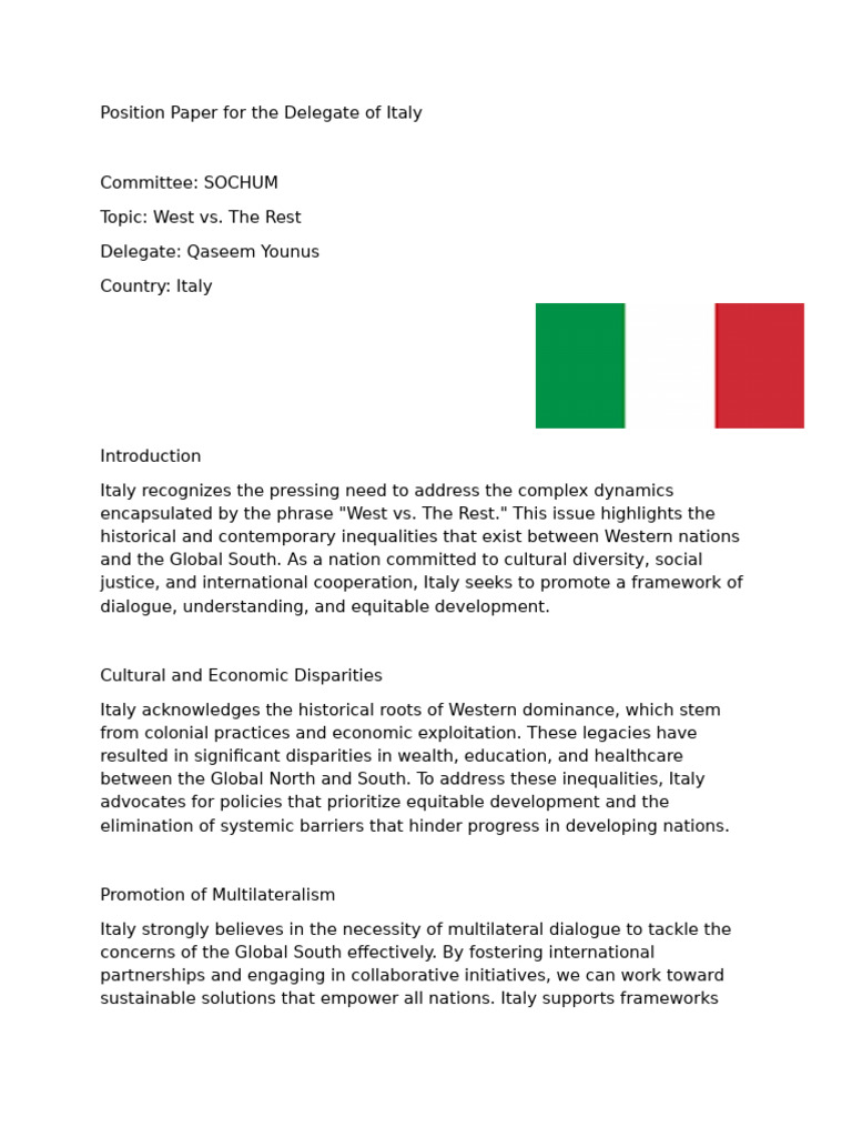 Position Paper For GUMUN | PDF | Sustainability | Economic Inequality