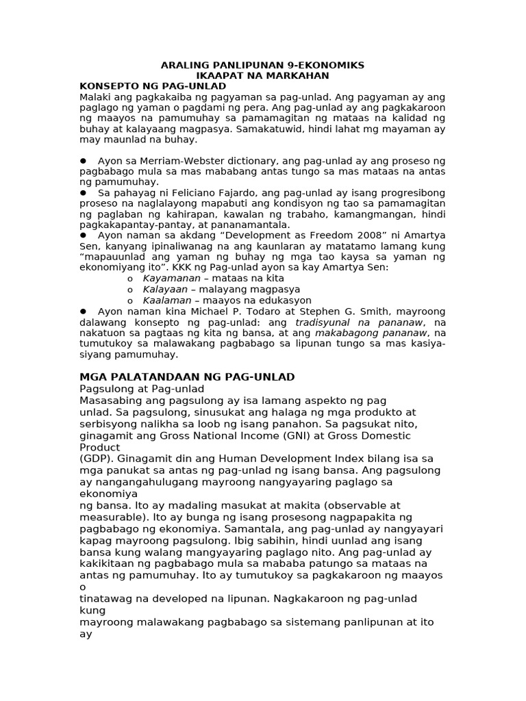 Notes Sa Pag Unlad | PDF