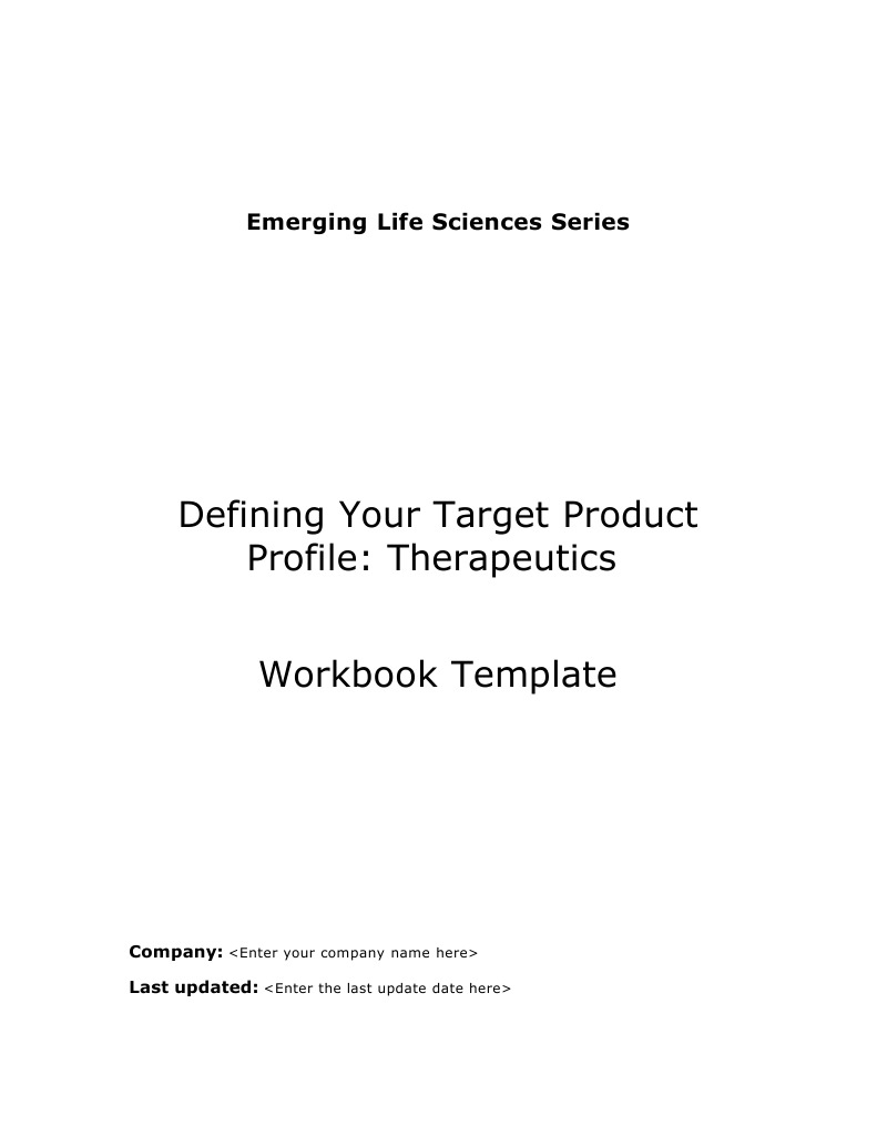 Target Product Profile Template for Therapeutics | PDF | Pre Clinical ...