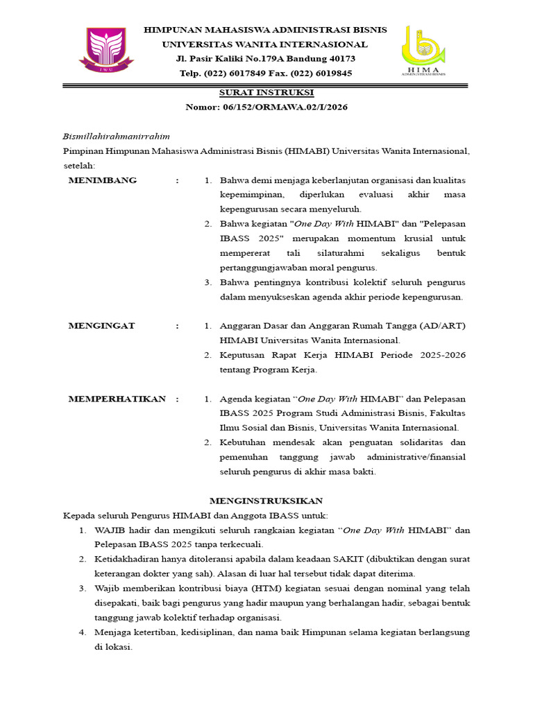 Surat Intruksi | PDF