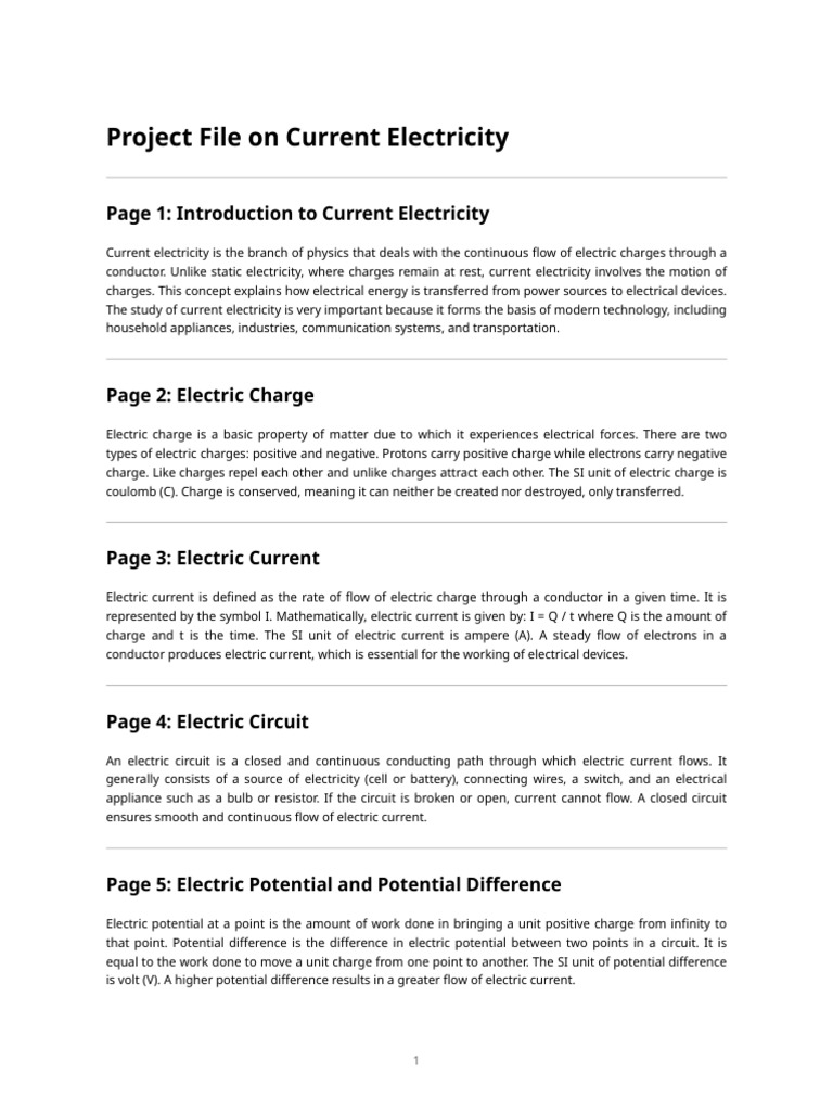 Project File_ Current Electricity (1) | PDF | Electrical Resistance And ...
