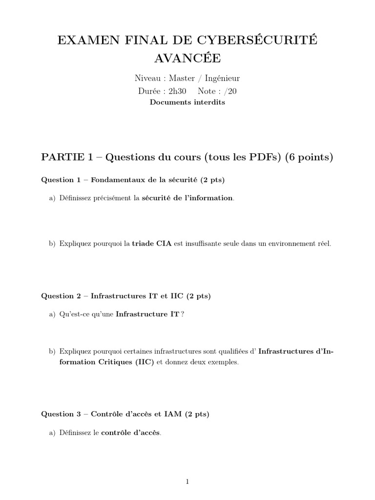 Exam 1 | PDF | Informatique | Informatique