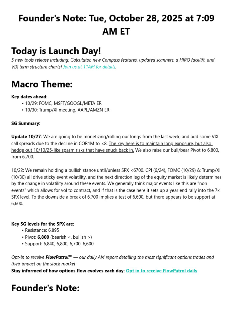 Founder's Notes 28.10 AM | PDF | Option (Finance) | Vix