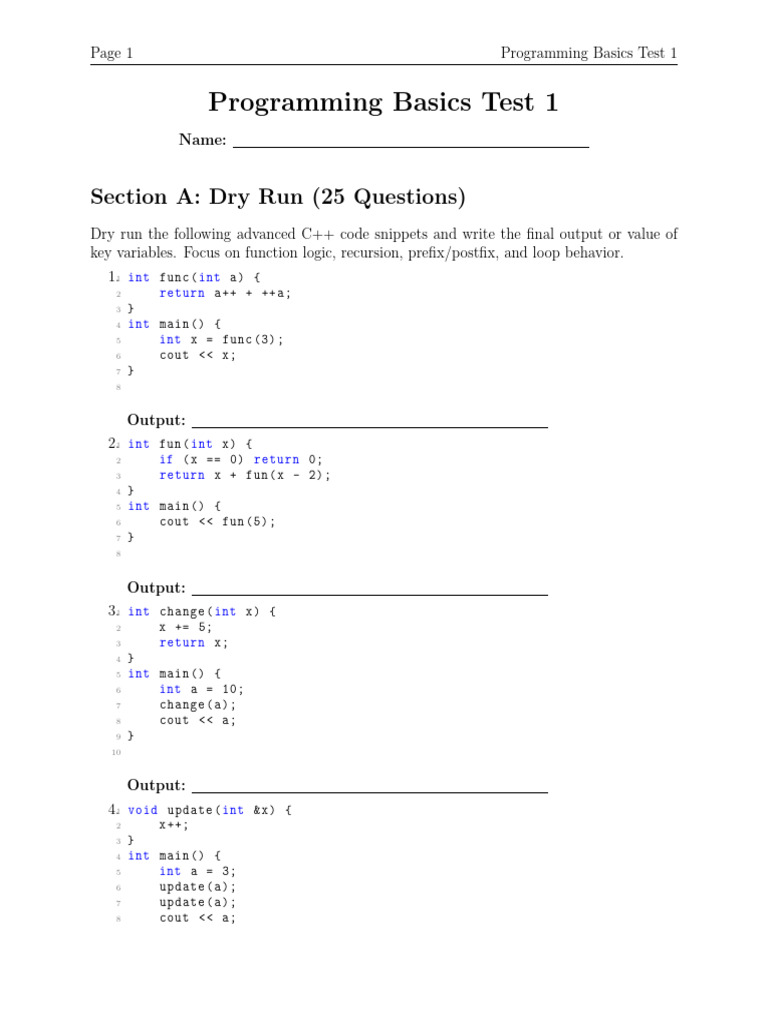Programming Basics Test Hadia Hooria | PDF | Mathematical Logic ...
