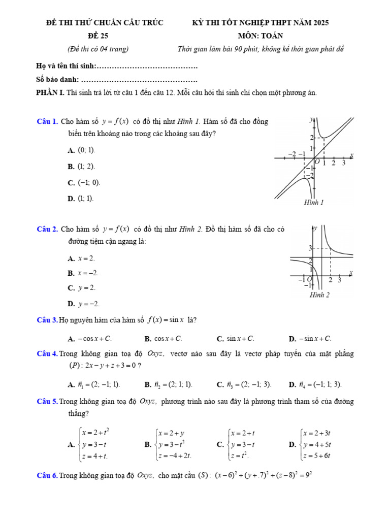 Đề 25. Đề Thi Thử Tn Thpt 2025 Môn Toán - Bộ 2 (Lg) | PDF