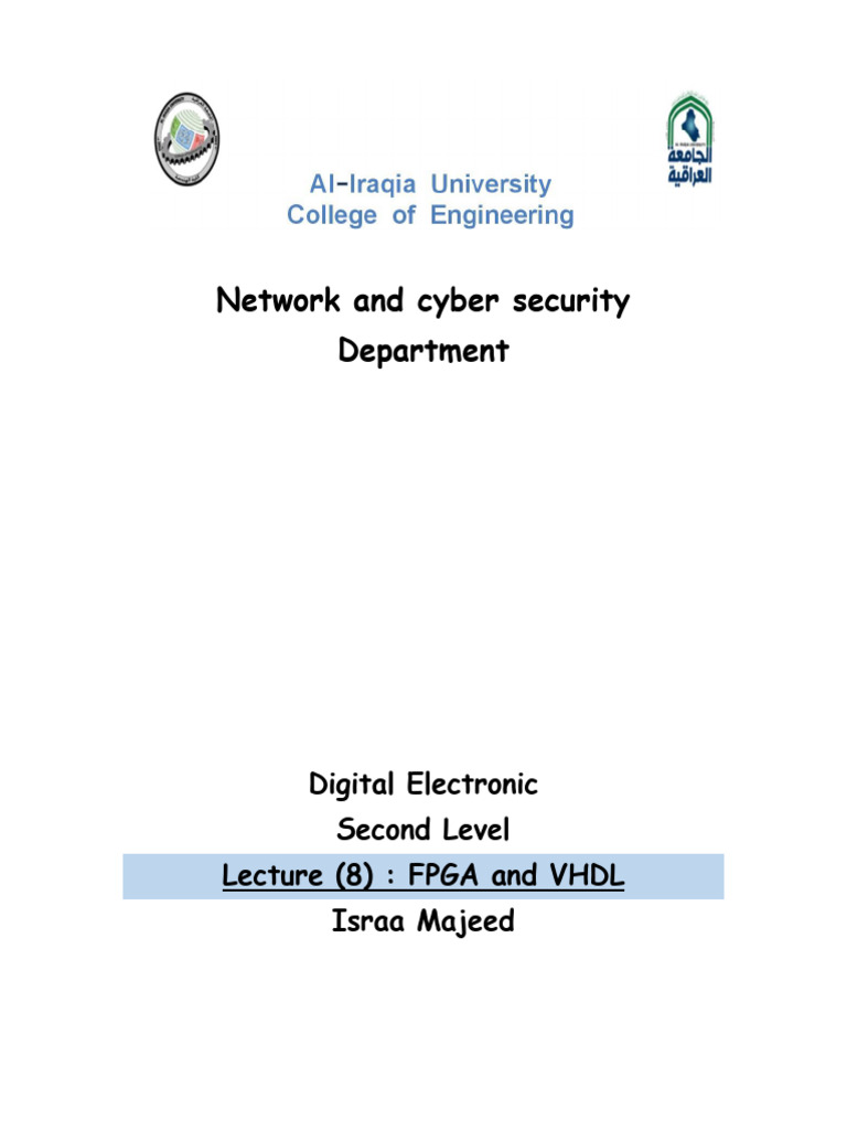 Lec 7 - FPGA - 2026 | PDF | Field Programmable Gate Array | Vhdl