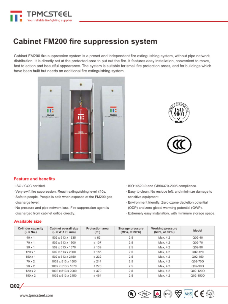 Cabinet FM200 Fire Suppression System | PDF | Materials | Mechanical ...