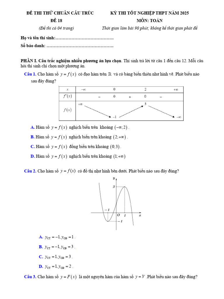 Đề 18. Đề Thi Thử Tn Thpt 2025 Môn Toán - Bộ 2 (Lg) | PDF