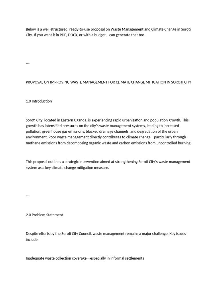 Waste Management Proposal | PDF | Waste Management | Waste