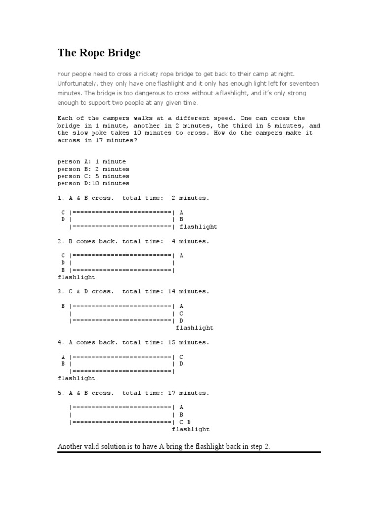 The Rope Bridge: Another Valid Solution Is To Have A Bring The ...