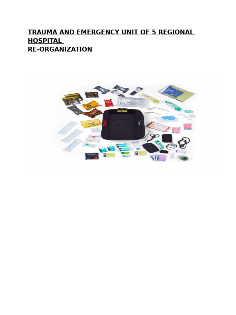 Re-Organization of The New Trauma and Emergency Unit | PDF | Emergency ...