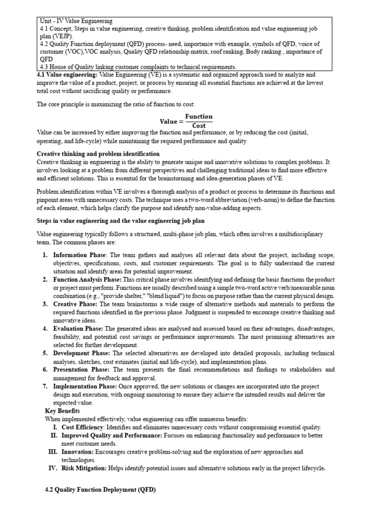 Unit 04 Value Engineering Final | PDF | Creativity | Matrix (Mathematics)