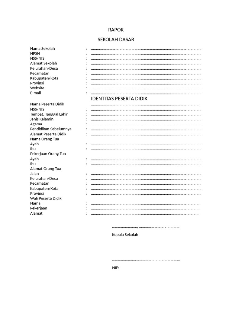 Halaman Identitas RAPOR Merah | PDF