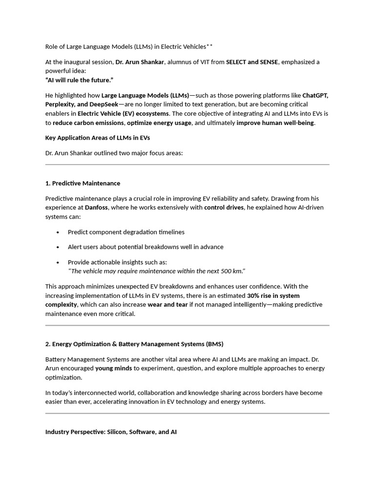 Large Language Models EV | PDF | Electric Vehicle | Artificial Intelligence