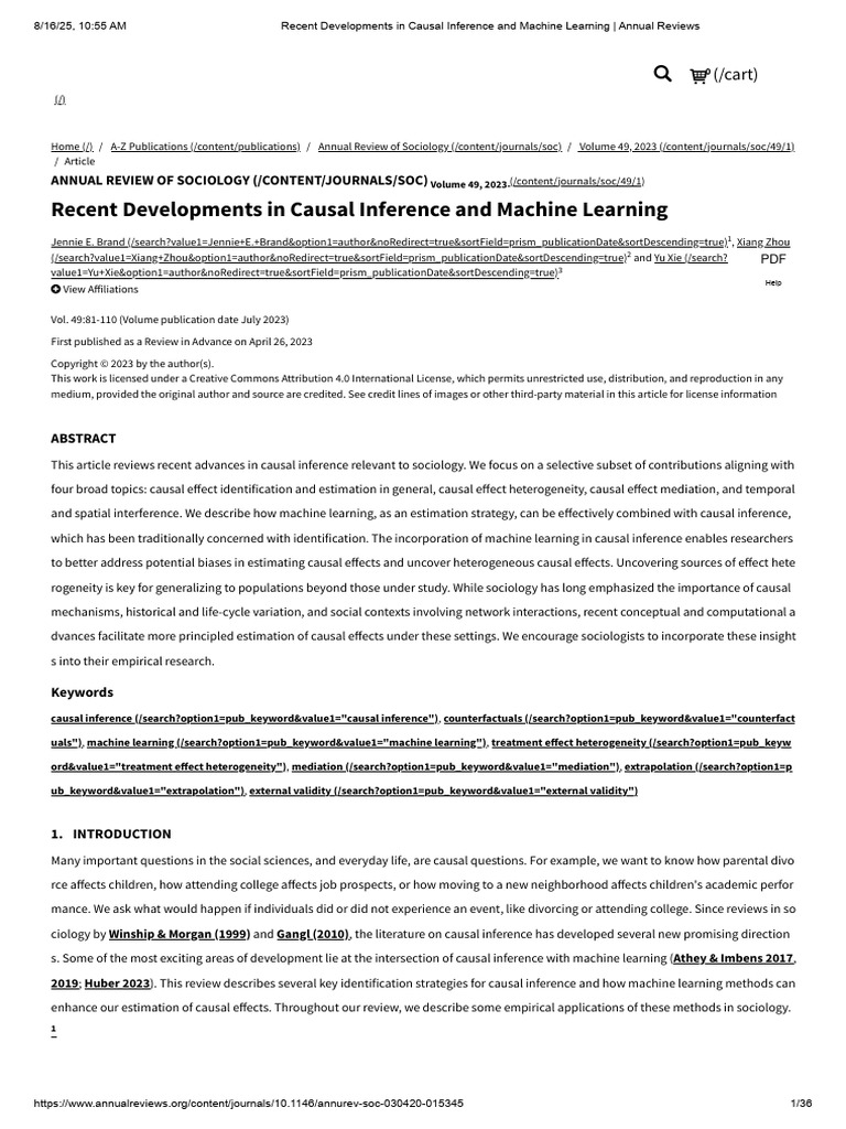 Recent Developments in Causal Inference and Machine Learning | PDF ...