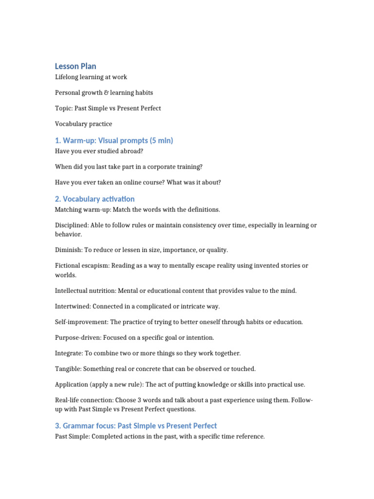 Lesson Plan Lifelong Learning | PDF | Learning | Educational Technology