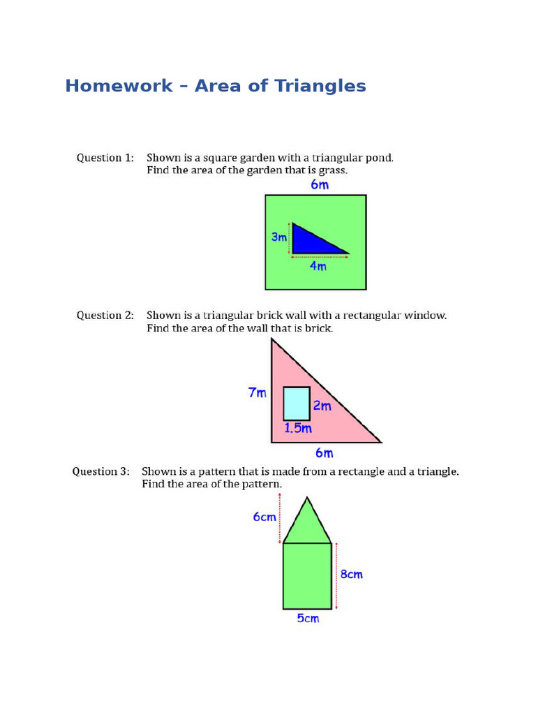 Homework - Area of Triangles | PDF