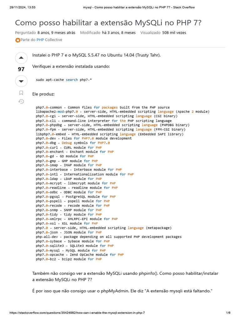 Habilitar A Extensão MySQLi No PHP 7 - Stack Overflow | PDF | Php ...