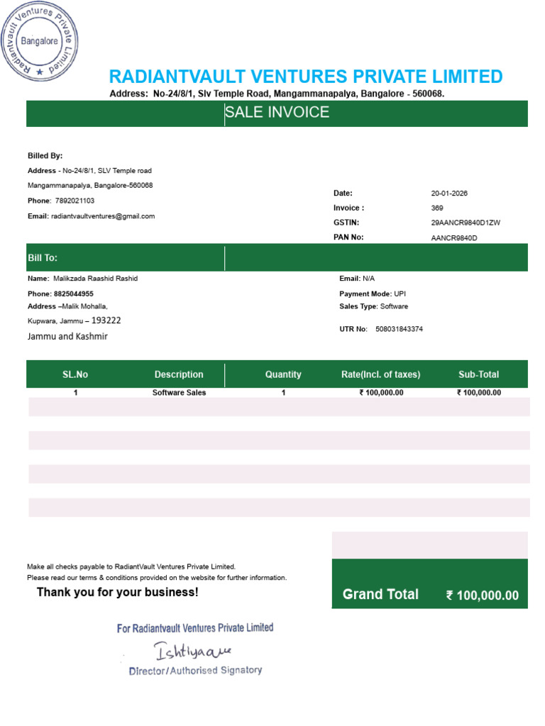 Malik Invoice | PDF