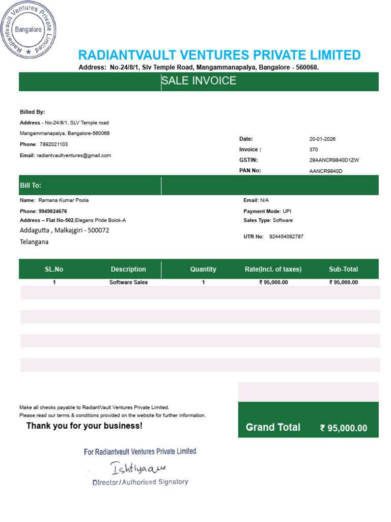 Ramana Invoice | PDF